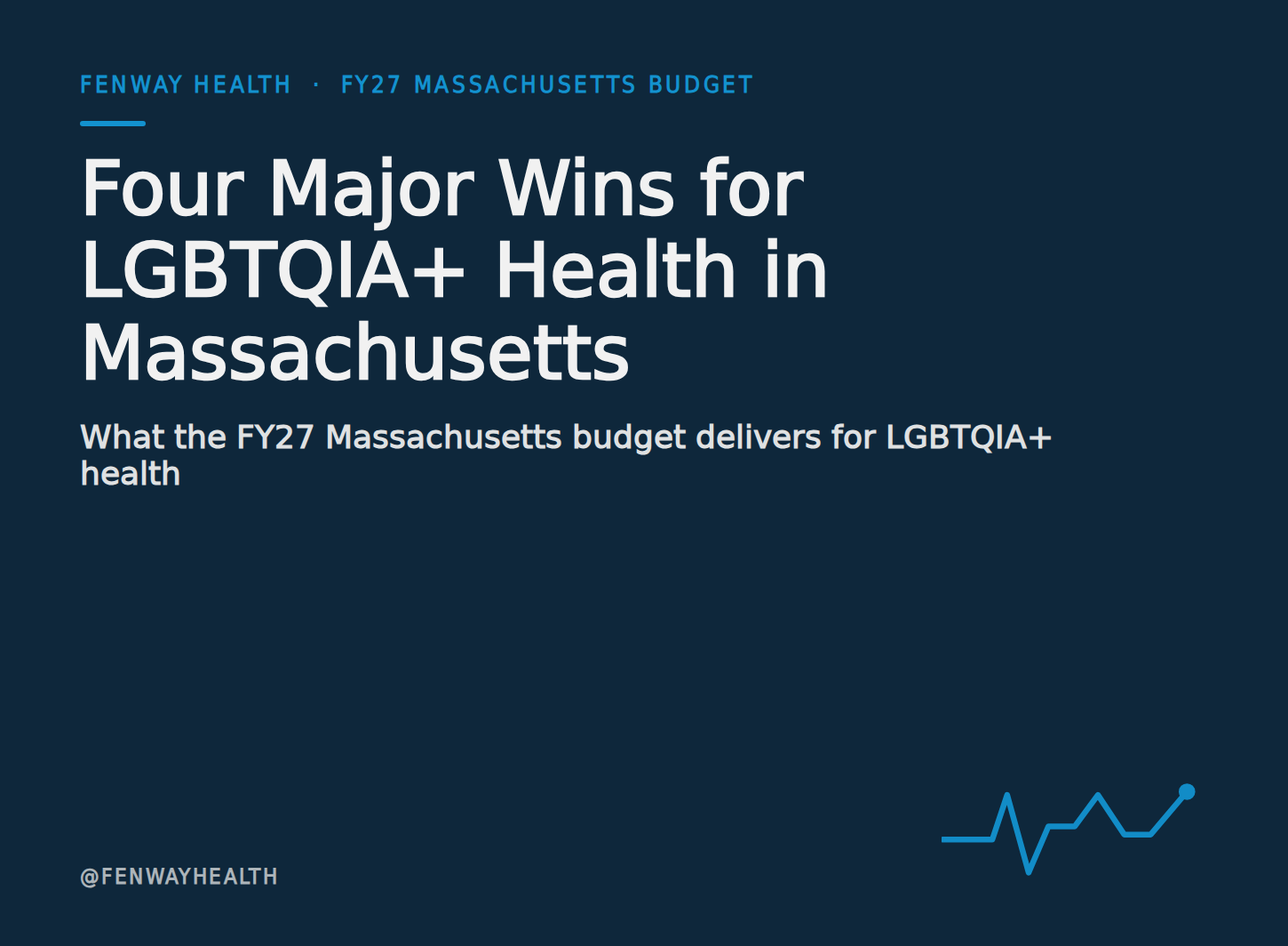 Fenway Health, FY27 Massachusetts Budget. Four Major Wins for LGBTQIA+ Health in Massachusetts — what the FY27 Massachusetts budget delivers for LGBTQIA+ health.